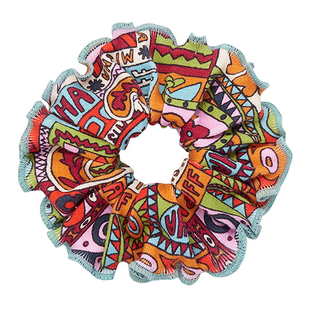 Misha & Puff Child Hair Scrunchie Red Flame Groovy Paisley