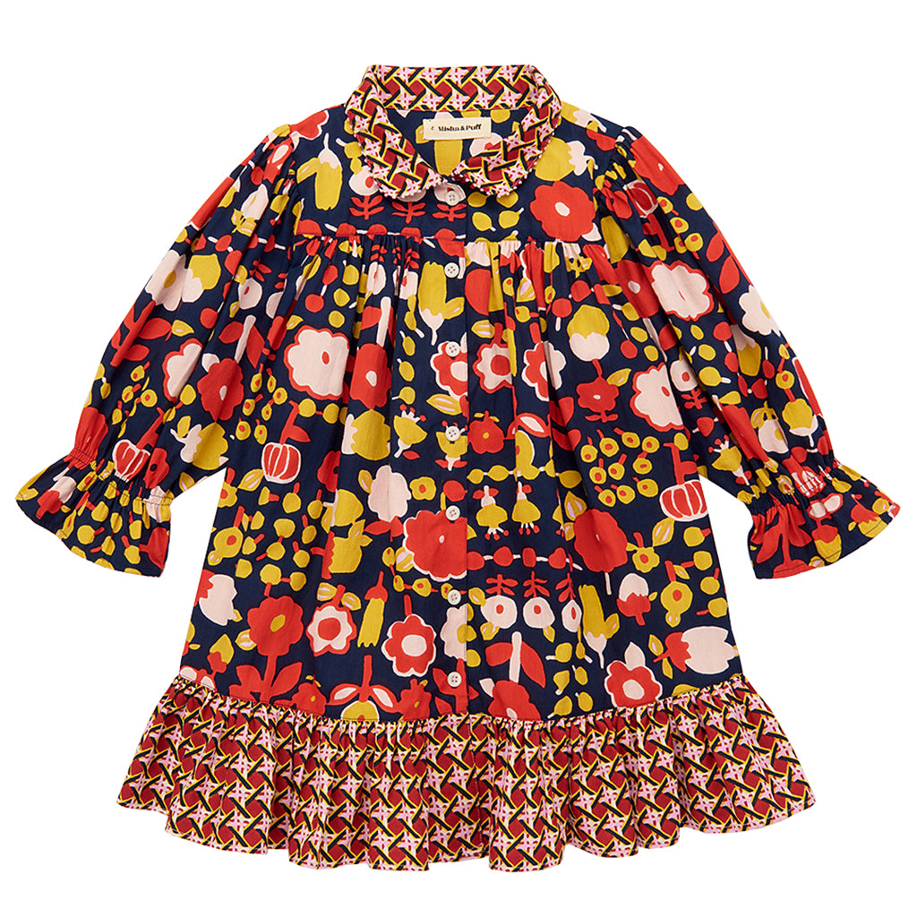 Misha & Puff Child Ingrid Dress Ink Multicolour Playground Print