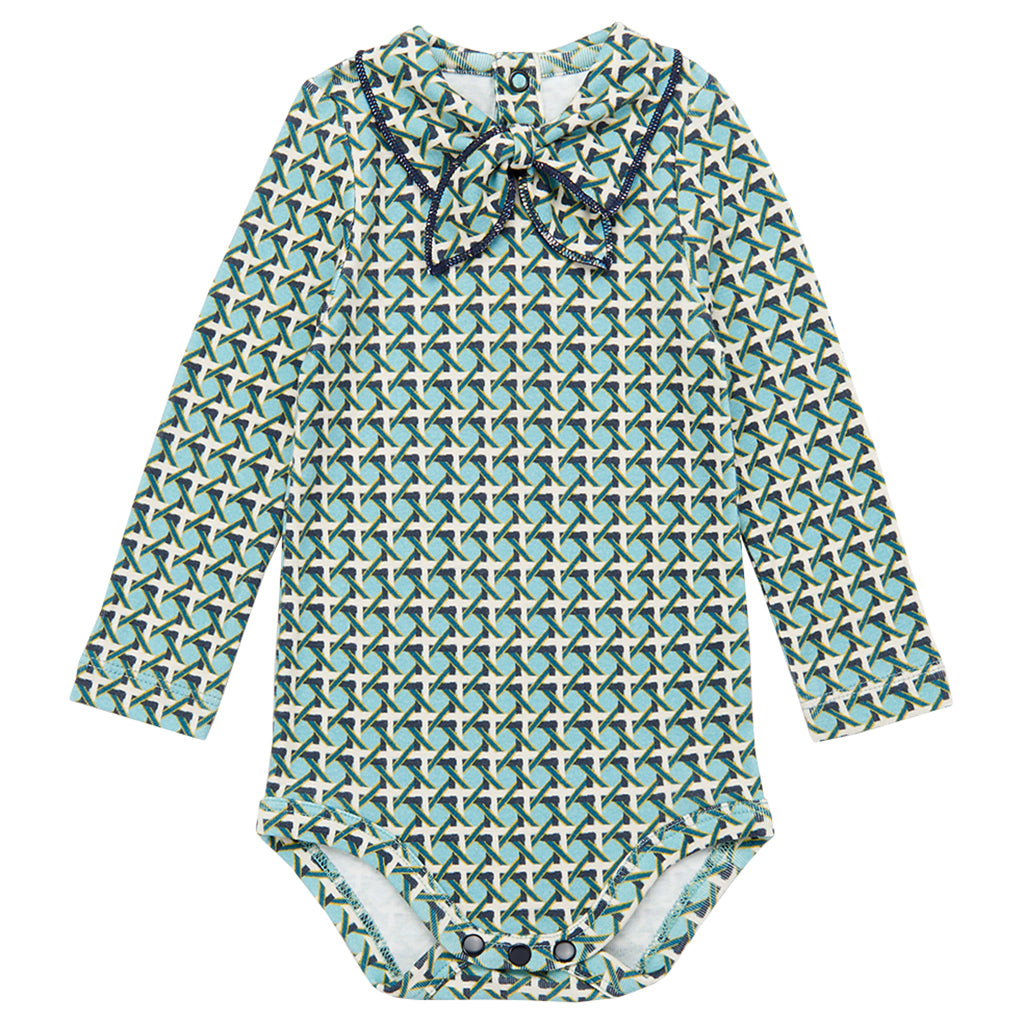 Misha & Puff Baby Junior Scout Bodysuit Yonder Blue Lattice Print