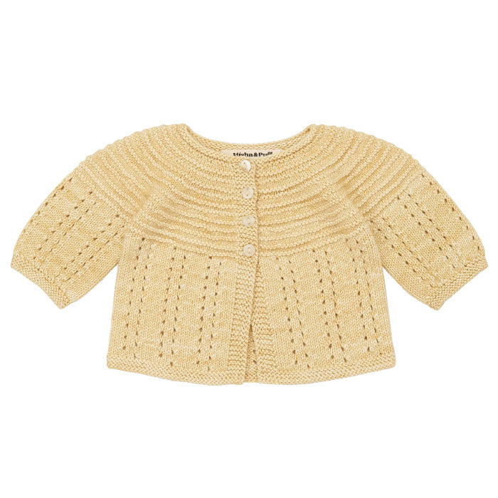 Misha &amp; Puff Baby Pram Cardigan Linen Cream