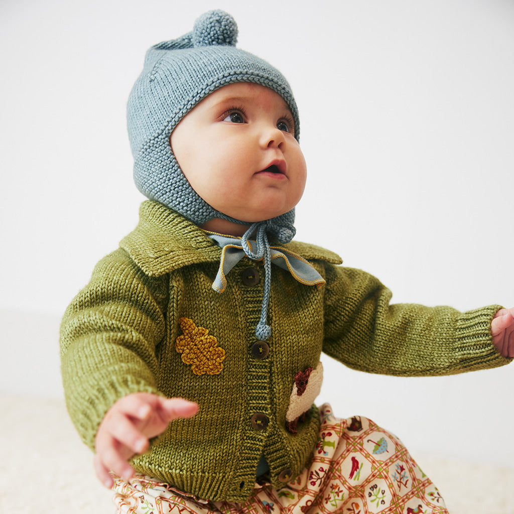 Misha & Puff Baby Meadow Motley Cardigan Sprig Green