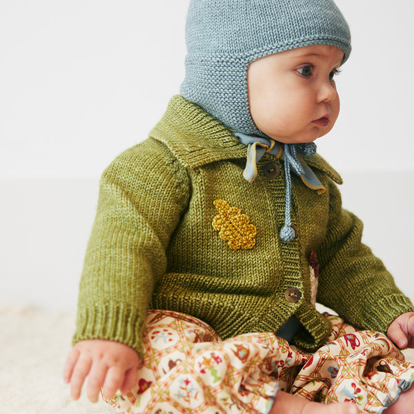 Misha & Puff Baby Meadow Motley Cardigan Sprig Green