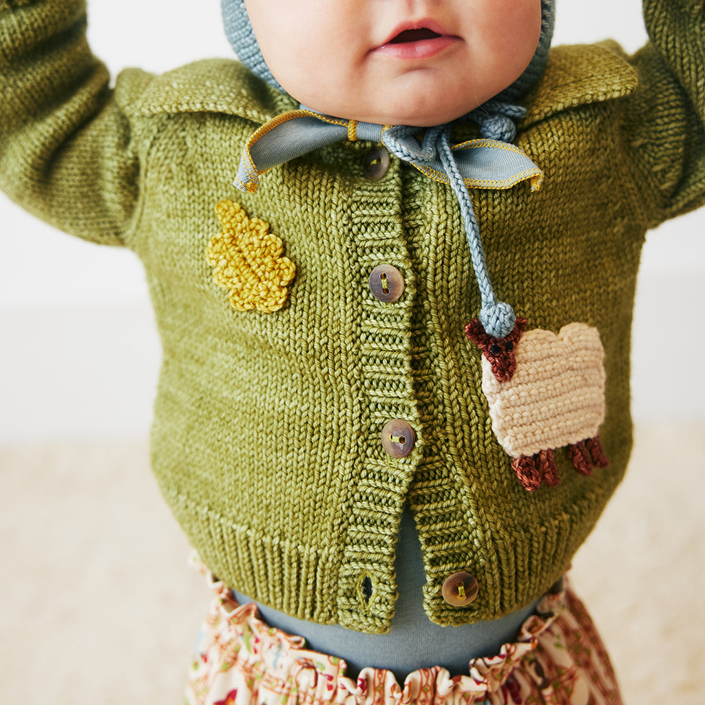 Misha & Puff Baby Meadow Motley Cardigan Sprig Green