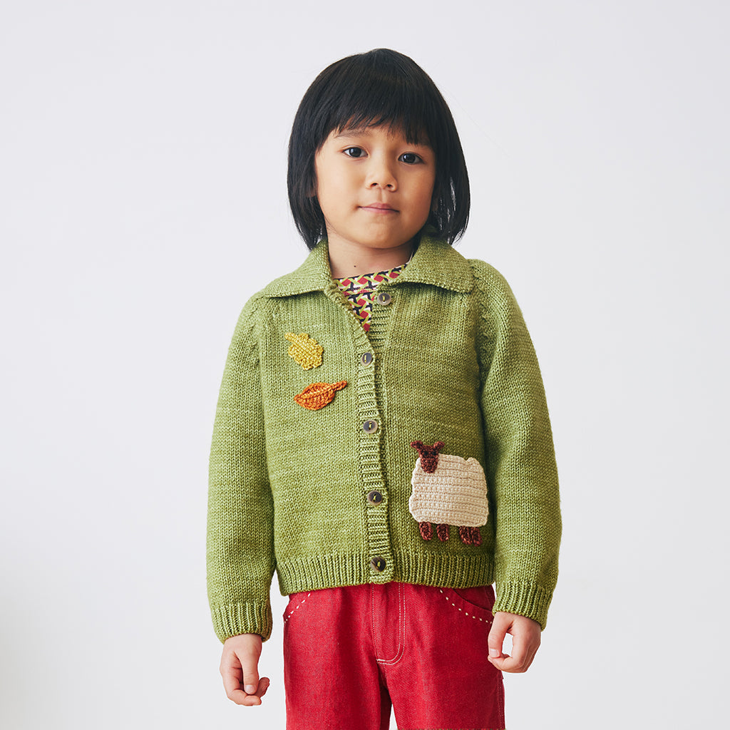 Misha & Puff Child Meadow Motley Cardigan Sprig Green