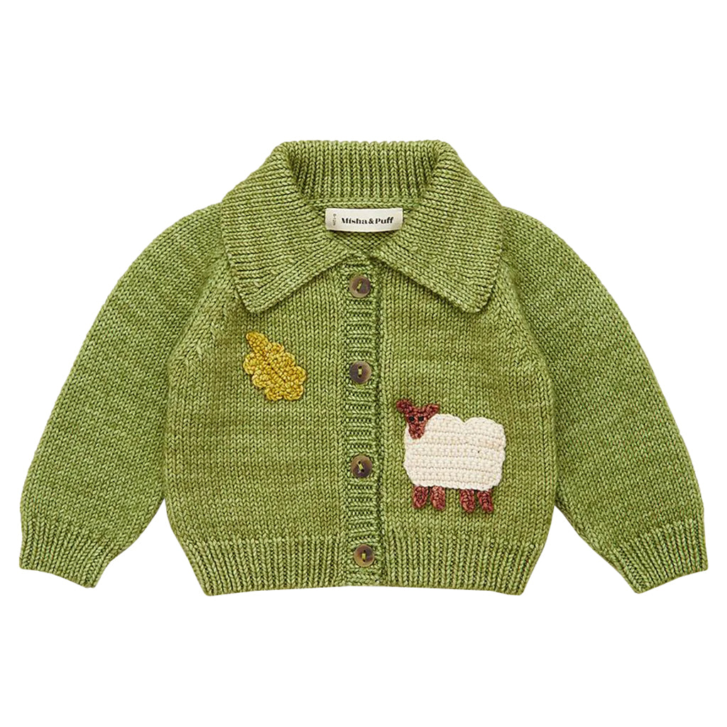 Misha &amp; Puff Baby Meadow Motley Cardigan Sprig Green