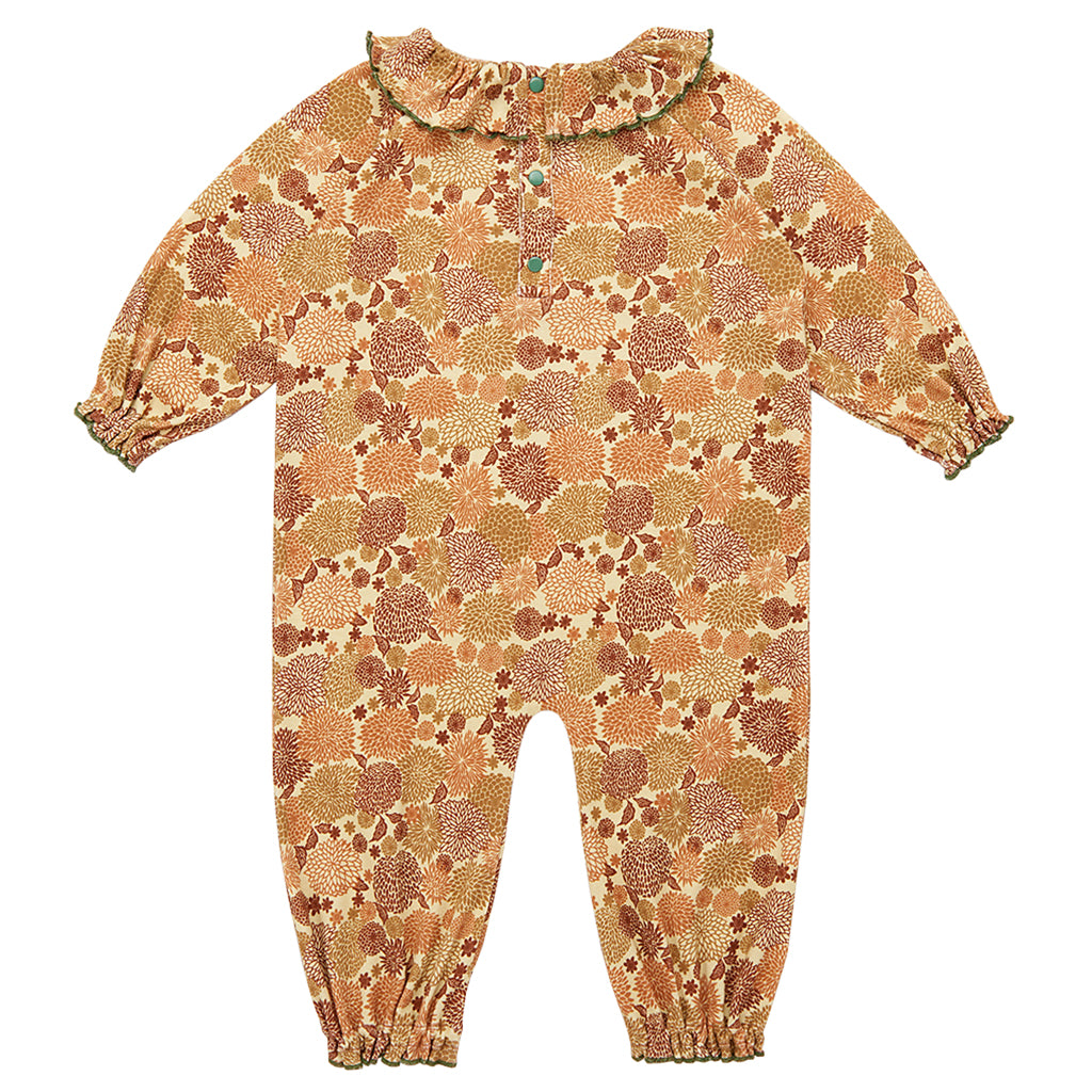 Misha & Puff Baby Pierrot Jumpsuit Brown Alabaster Chrysanthemum Print