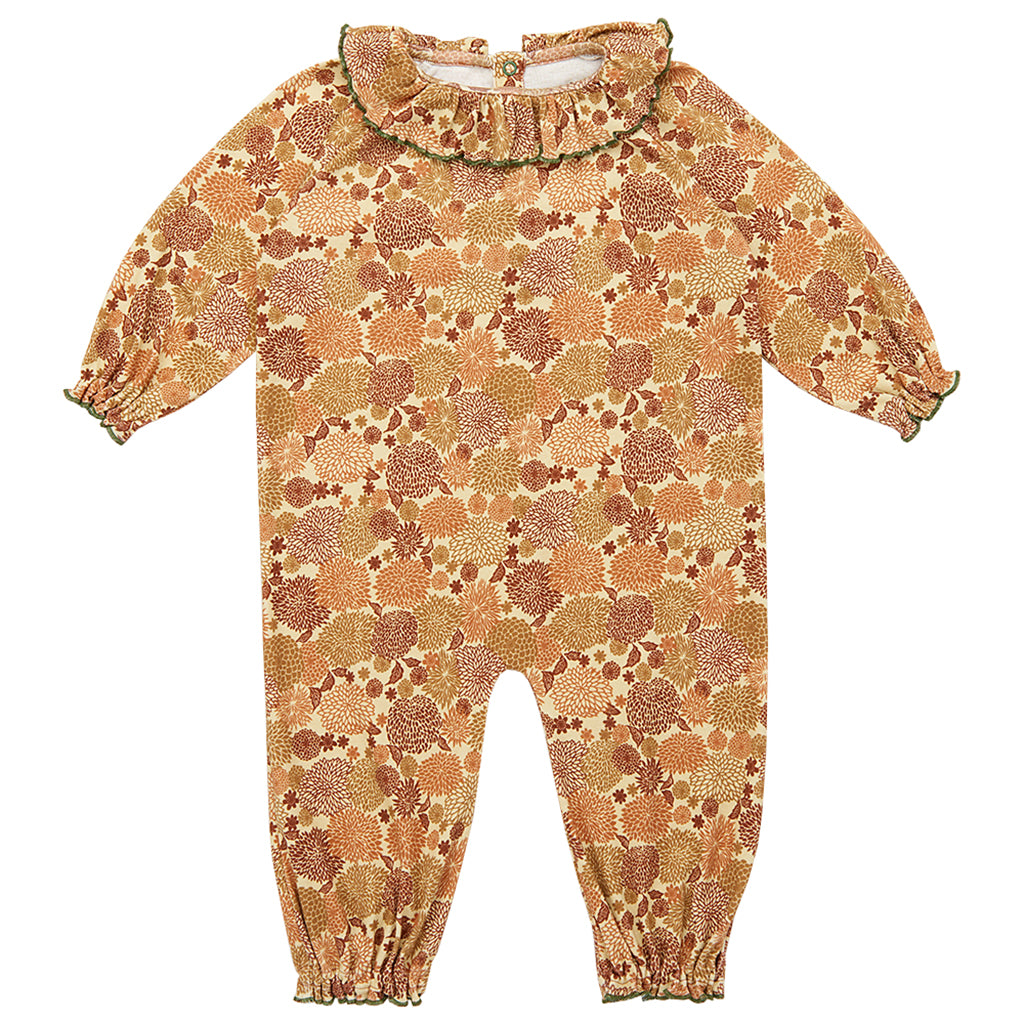 Misha & Puff Baby Pierrot Jumpsuit Brown Alabaster Chrysanthemum Print