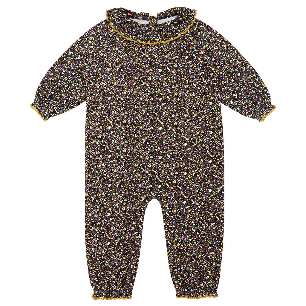 Misha & Puff Baby Pierrot Jumpsuit Carbon Grey And Periwinkle Mini Floral Print