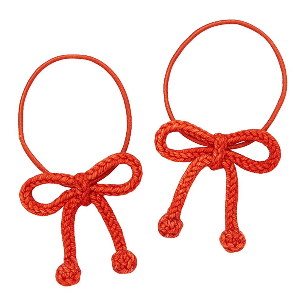 Misha & Puff Child Set Of Two Popcorn Bow Hair Elastics Red Flame