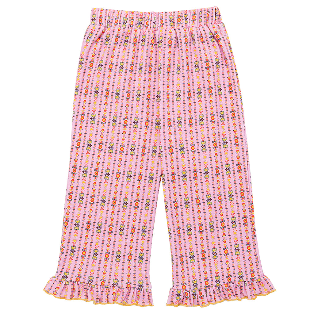 Misha & Puff Child Ruffle Pedal Pusher Pants Pink Lilac Bohemia Print