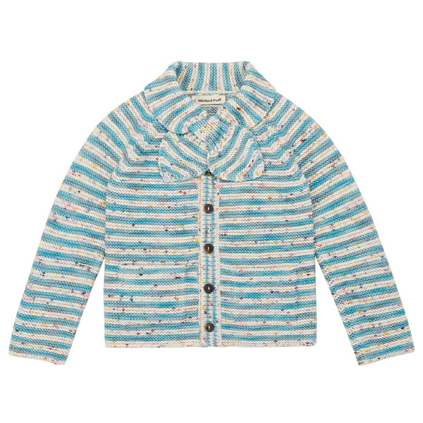 Misha & Puff Child Scout Stripe Cardigan Confetti Cake Blue