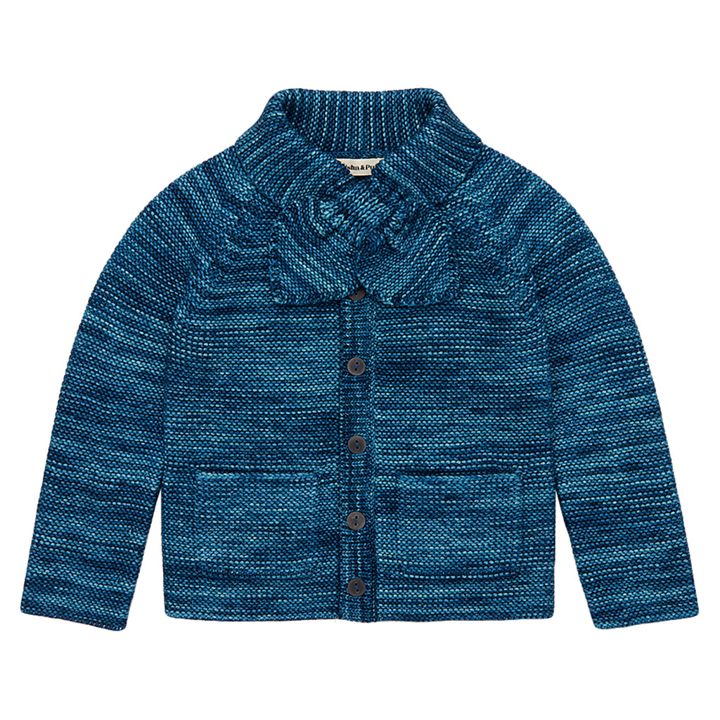 Misha & Puff Child Scout Cardigan Ocean Blue Space Dye