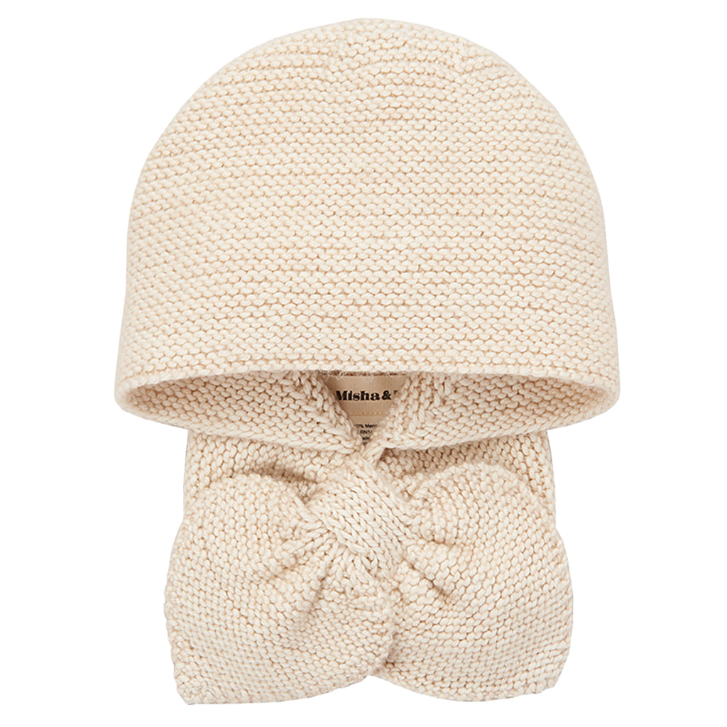 Misha & Puff Child Sledding Hood String Cream