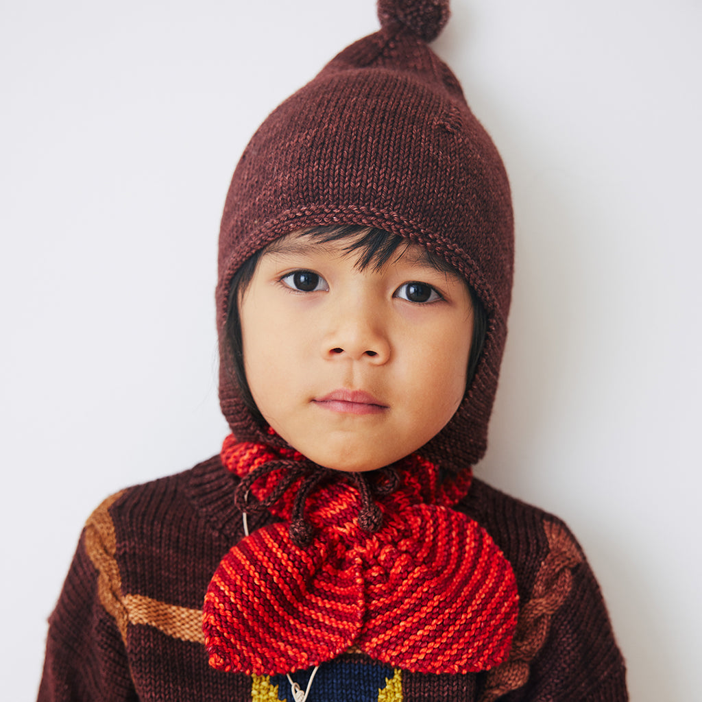 Misha & Puff Child Sledding Scarf Red Flame Stripes