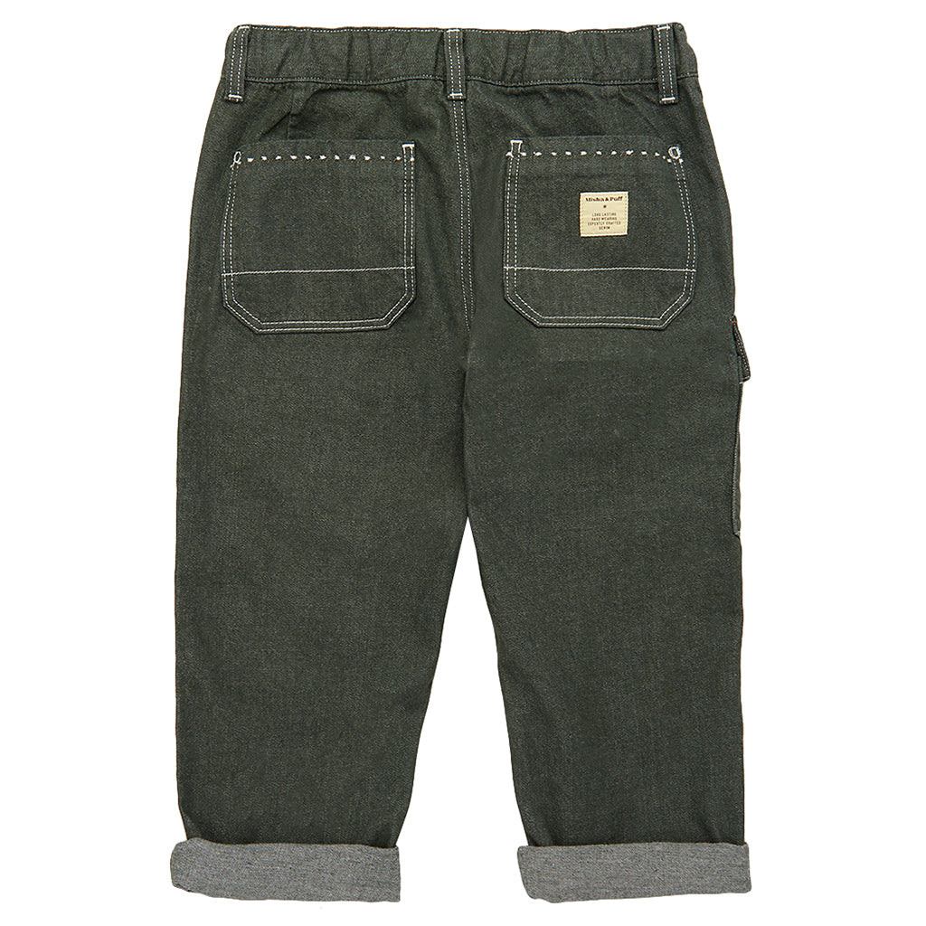 Misha & Puff Child Utility Jeans Sage Green Denim