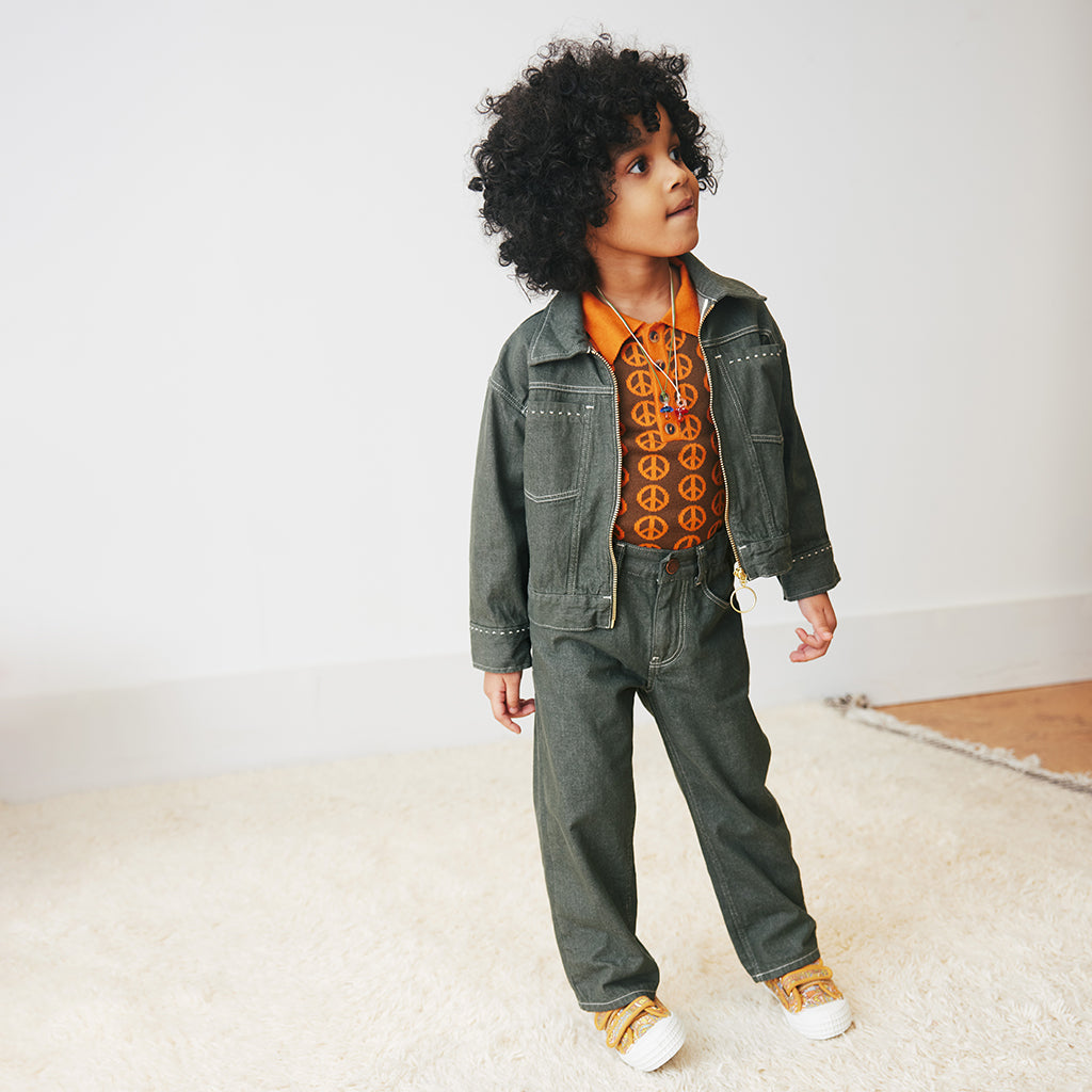 Misha & Puff Child Utility Jeans Sage Green Denim