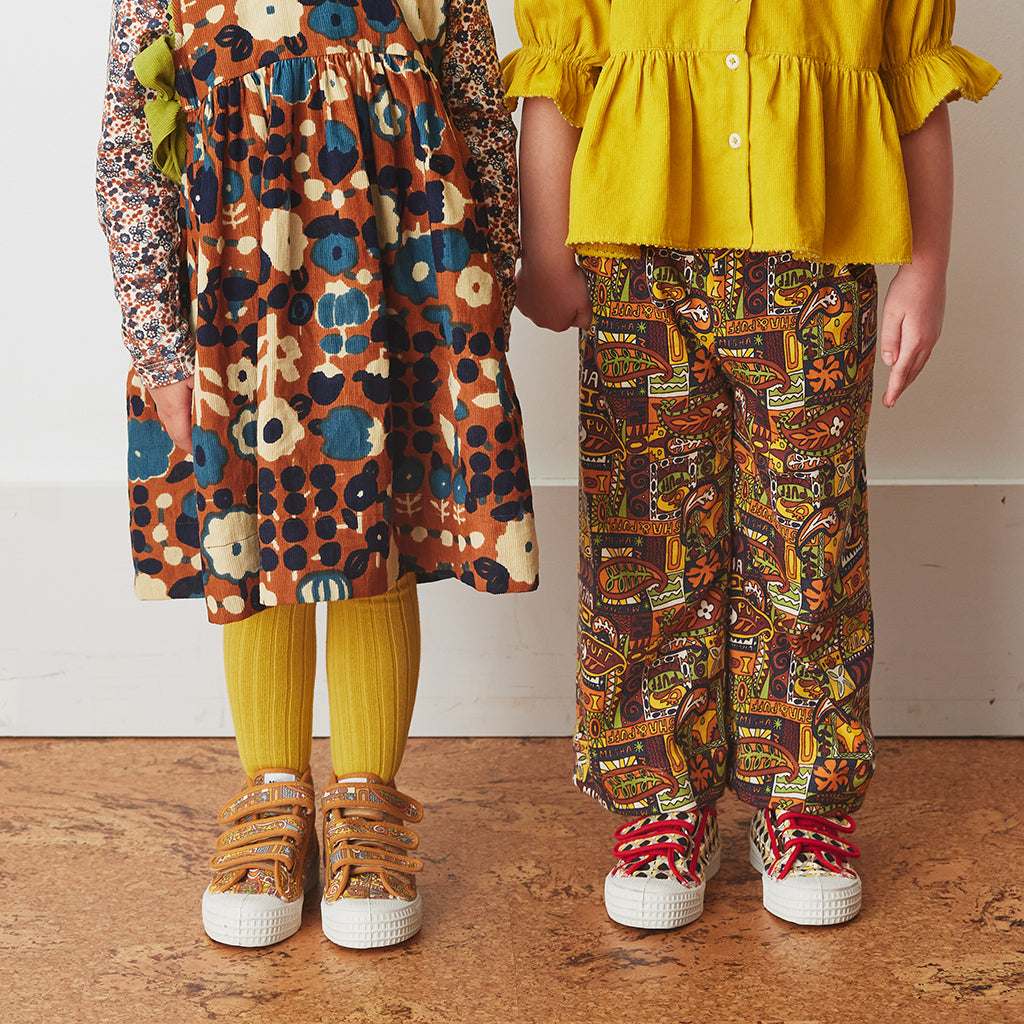 Misha & Puff x Novesta Child High Top Velcro Shoes Licorice Black Lattice Print