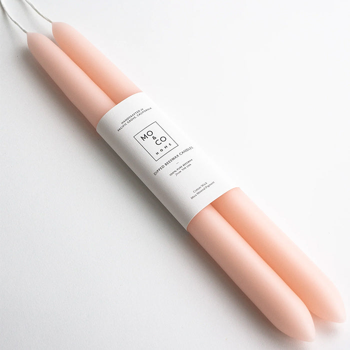 Mo&amp;Co Home Dipped Beeswax Taper Candles Pink Rose