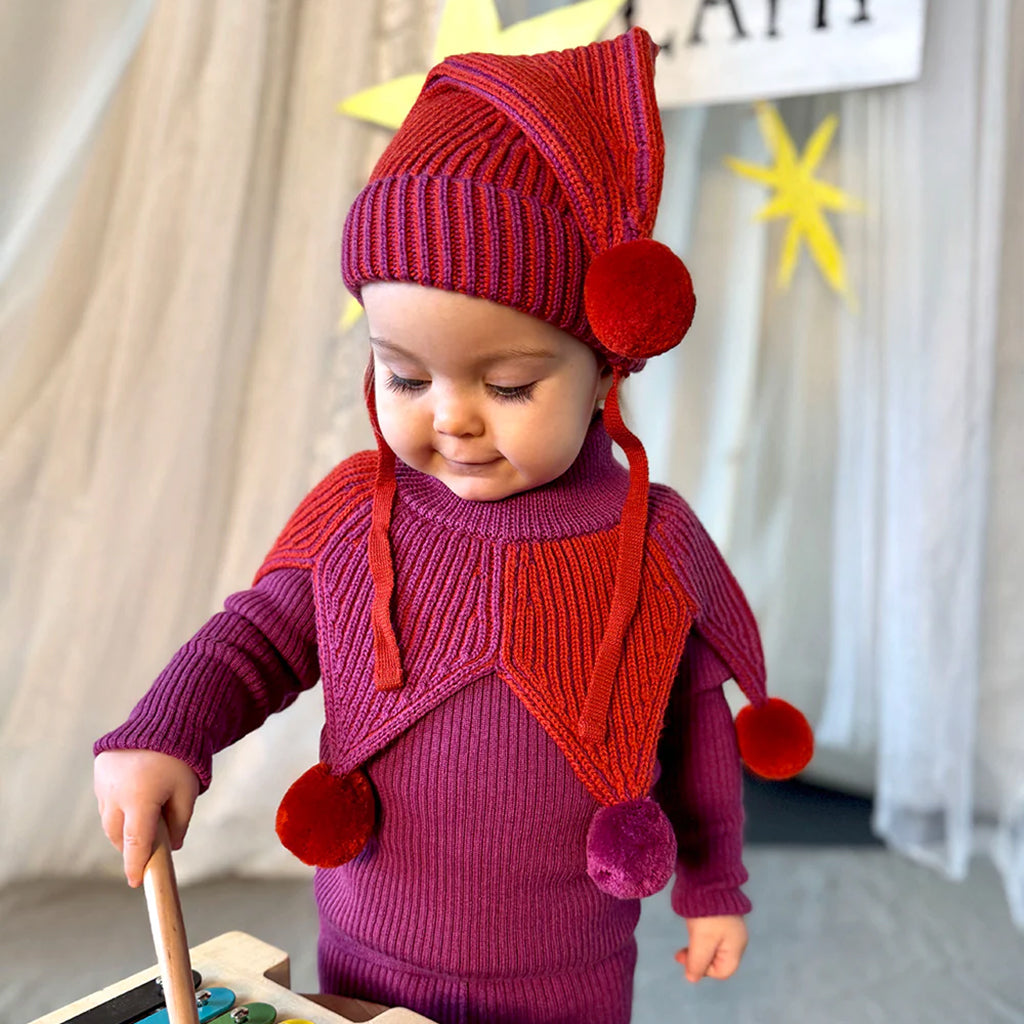 Mabli Baby Jester Hat Violet Purple And Redcurrant Red