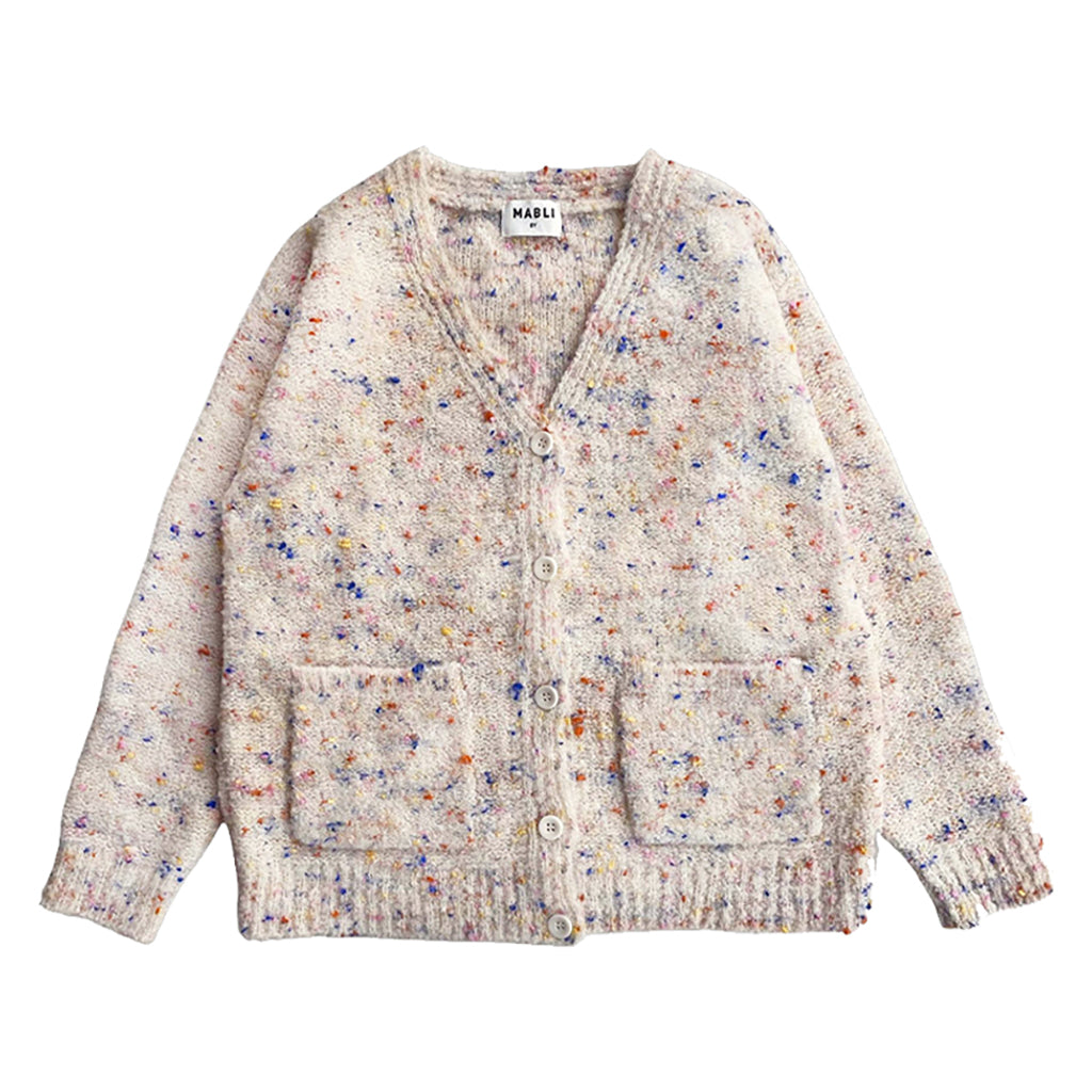 Mabli Baby Sprinkles V-neck Cardigan Konpeito White
