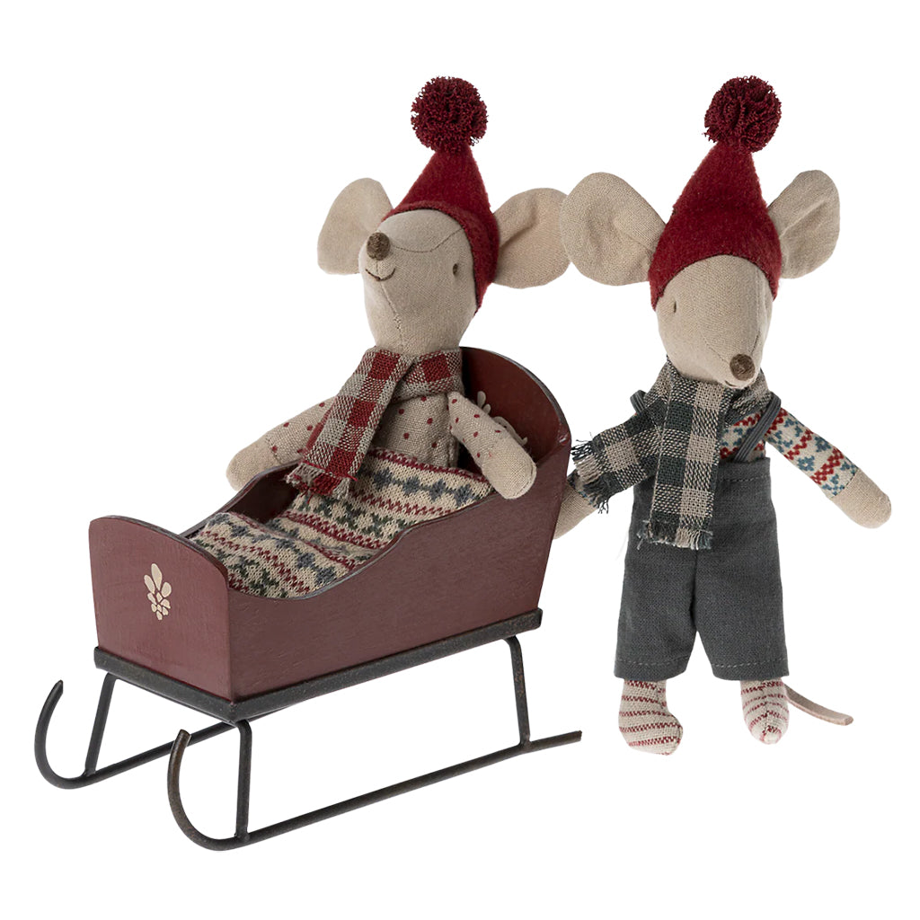 Maileg Toys Mouse Winter Red Sleigh
