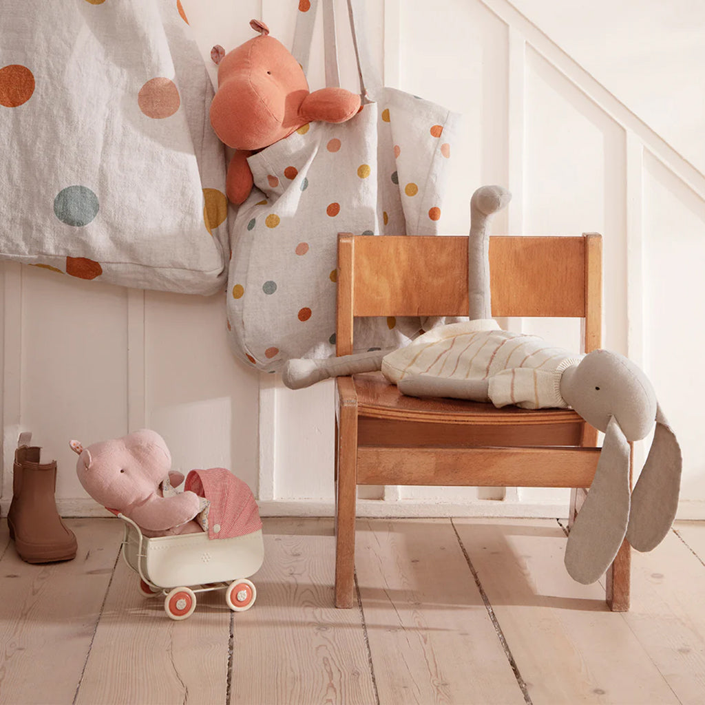 Maileg Toys Mouse Baby Micro Pram Coral Pink