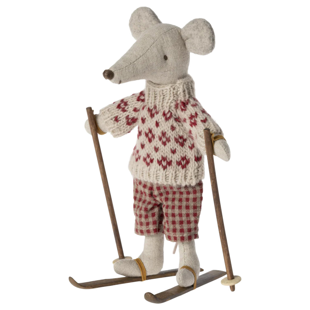 Maileg Toys Mouse Mum And Dad Ski And Ski Poles