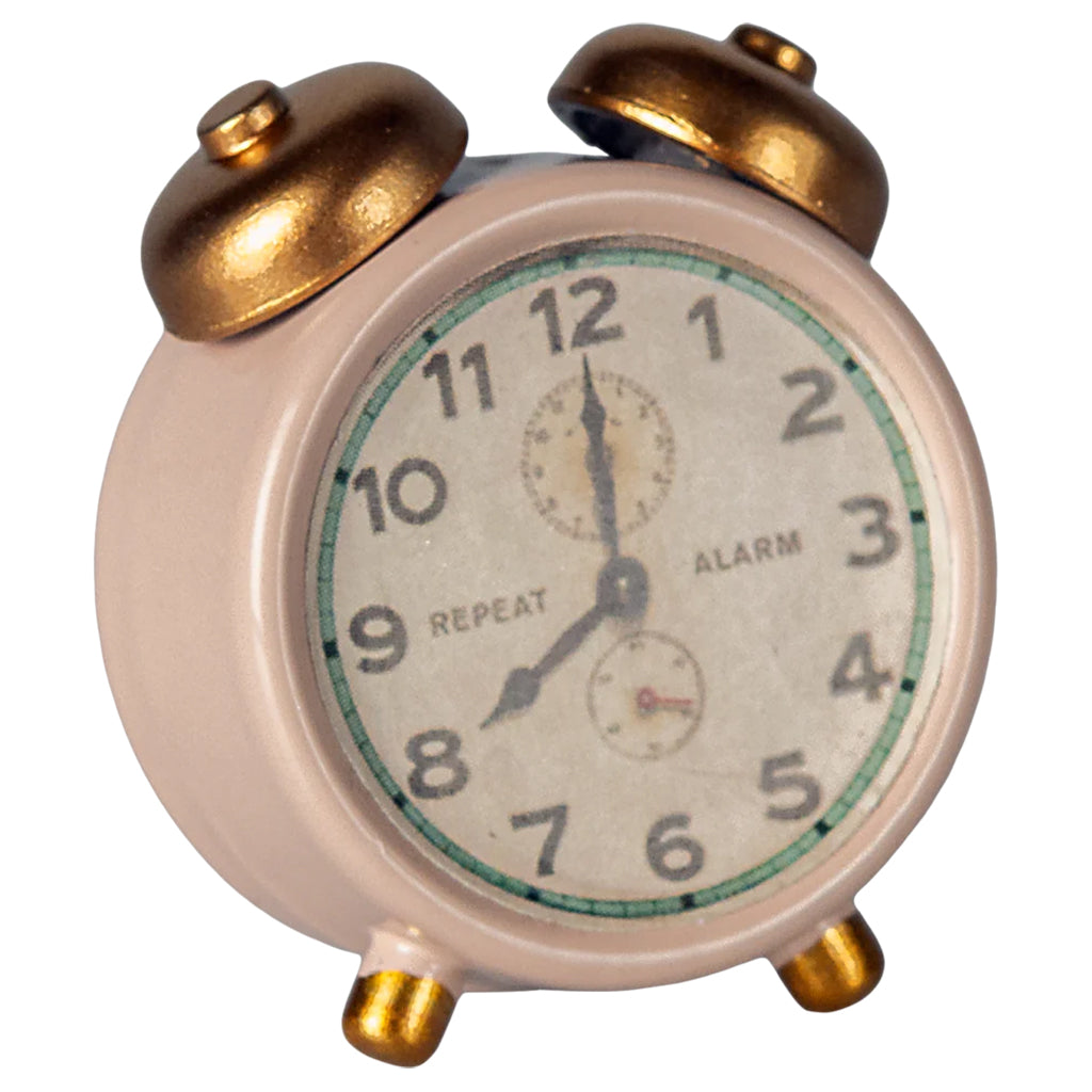 Maileg Toys Mouse Miniature Alarm Clock Powder Pink