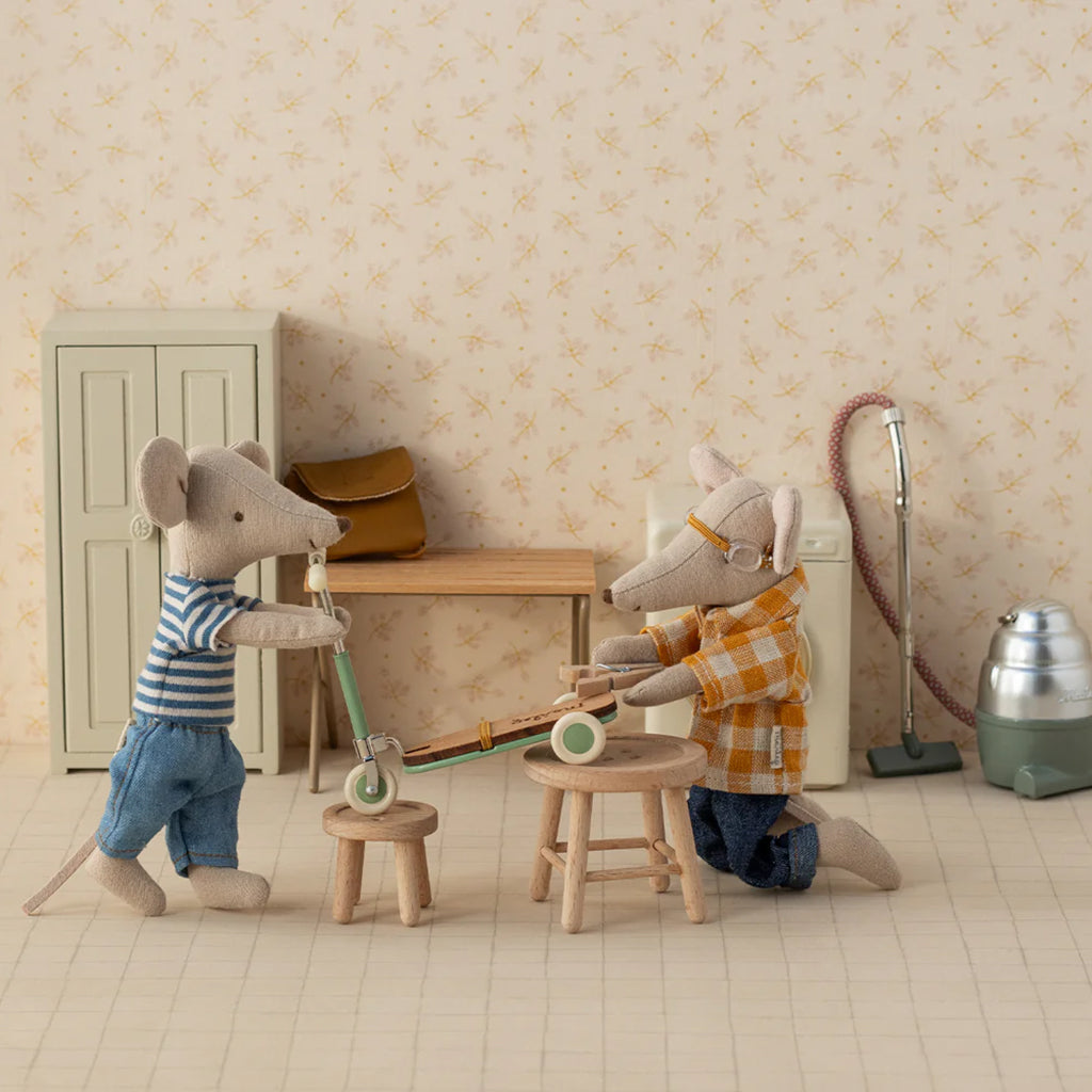 Maileg Toys Mouse Miniature Kickboard Mint Green