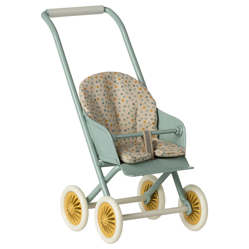 Maileg Toys Mouse Micro Stroller Mint Blue