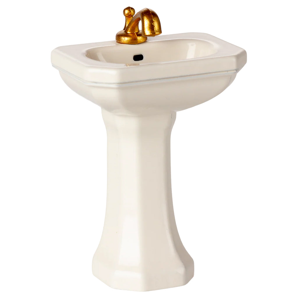 Maileg Toys Mouse Bath Miniature Pedestal Sink Off-White