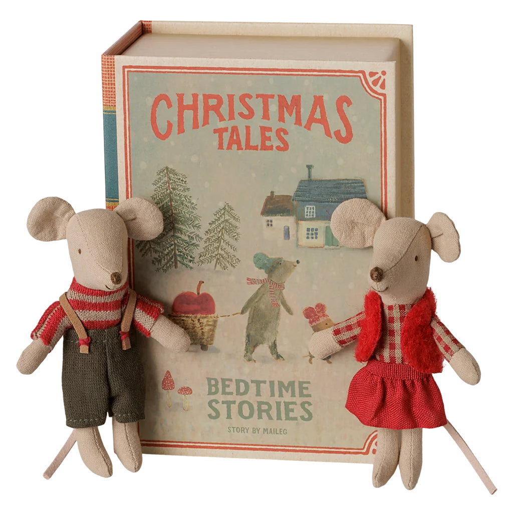 Maileg Toys Mouse Christmas Twins Little Brother And Sister In Book