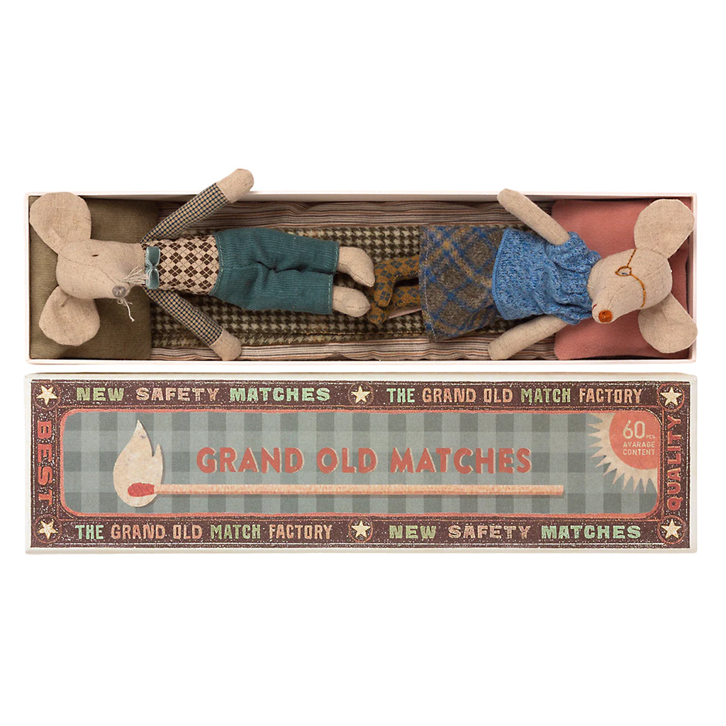 Maileg Toys Grandma And Grandpa Mice In Matchbox