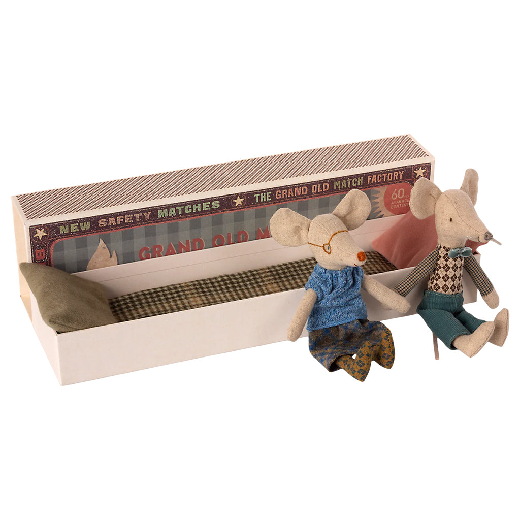 Maileg Toys Mouse Grandma And Grandpa In Matchbox