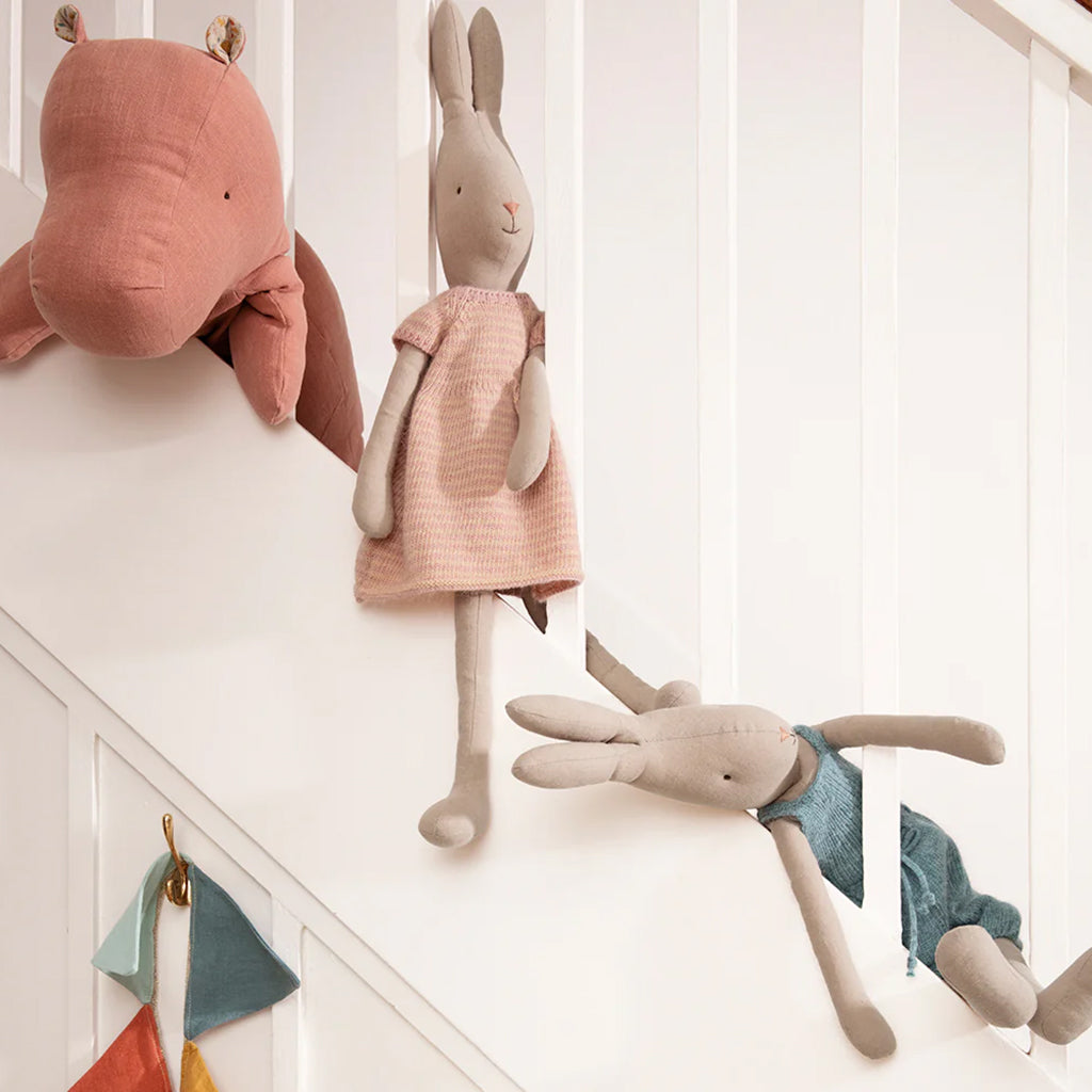 Maileg Toys Rabbit Size 4 Wearing Knitted Overalls