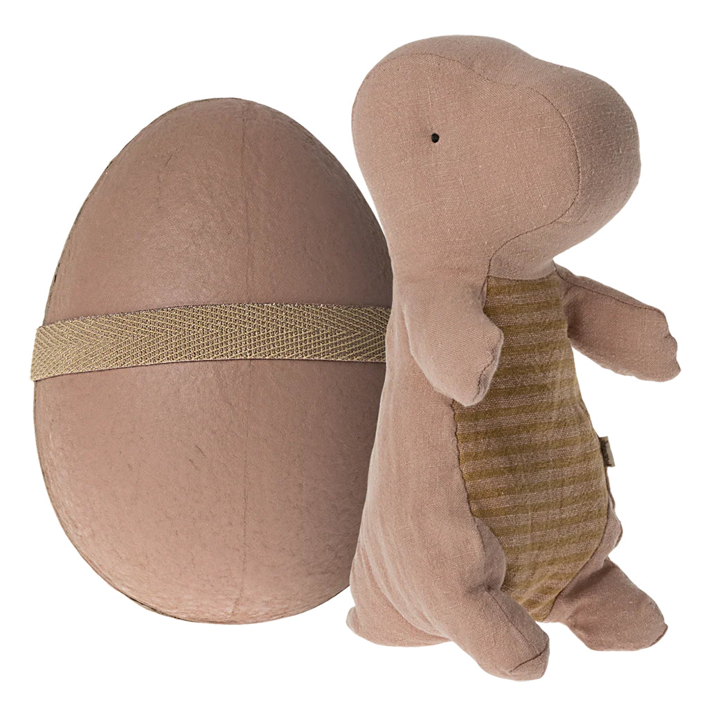 Maileg Toys Small Gantosaurus Soft Toy In Egg Old Rose Pink