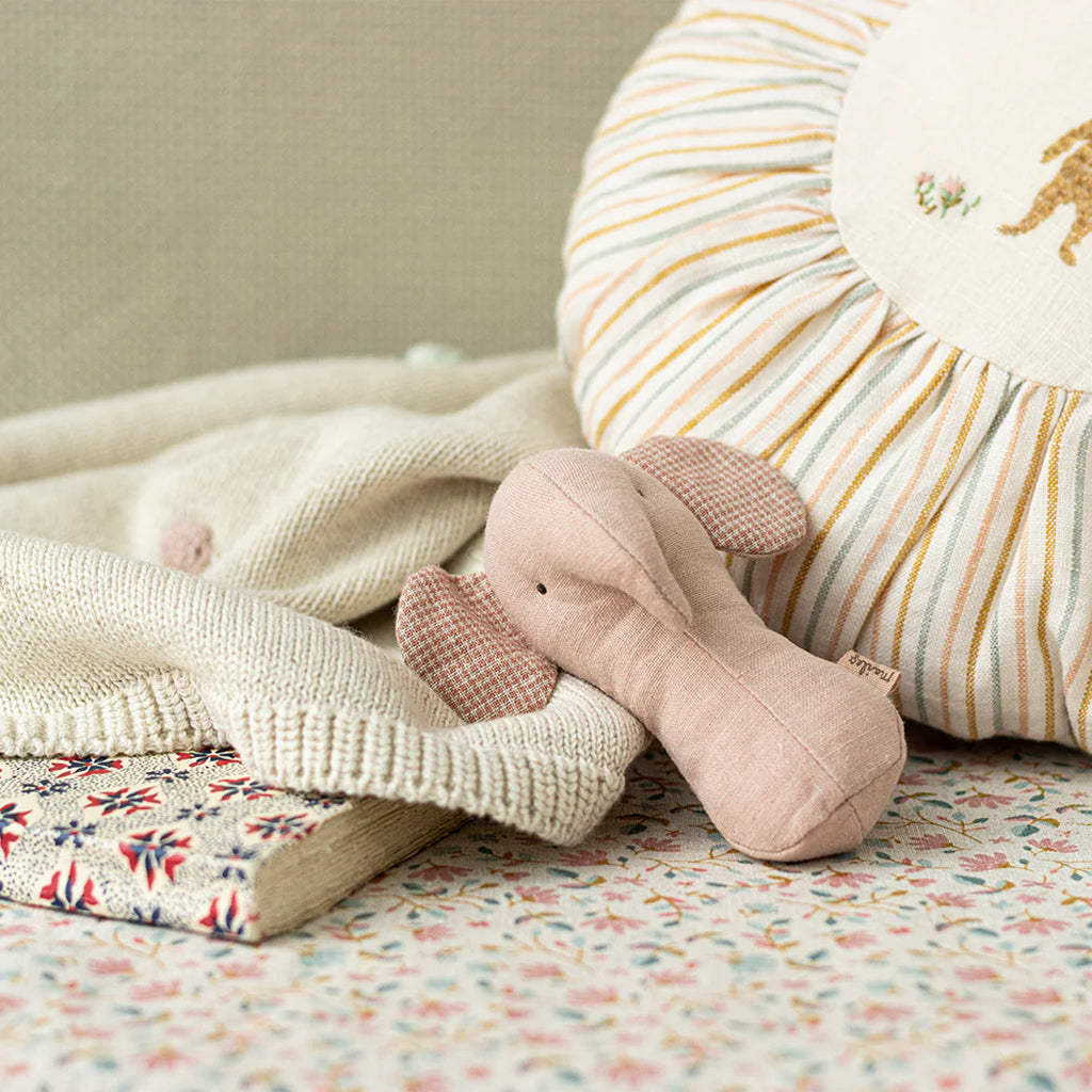 Maileg Toys Lullaby Friends Elephant Rattle Rose Pink
