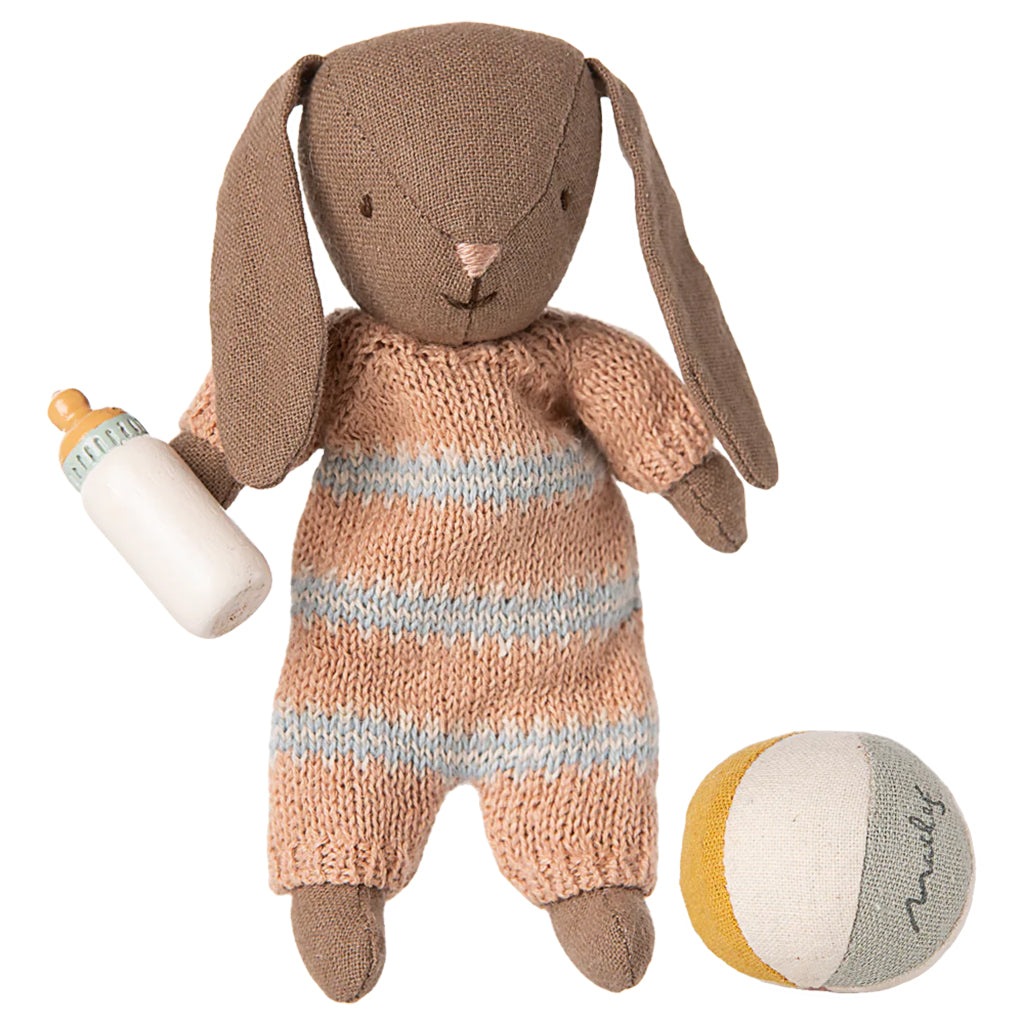Maileg Toys Micro Bunny Set Brown In Dusty Rose Pink