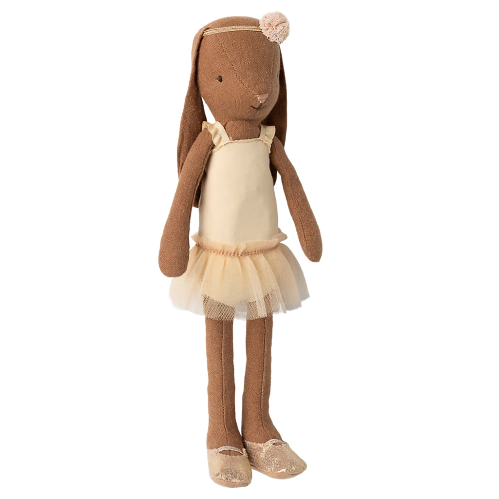 Maileg Toys Bunny Size 2 Chocolate Brown In Ballet Skirt Cream