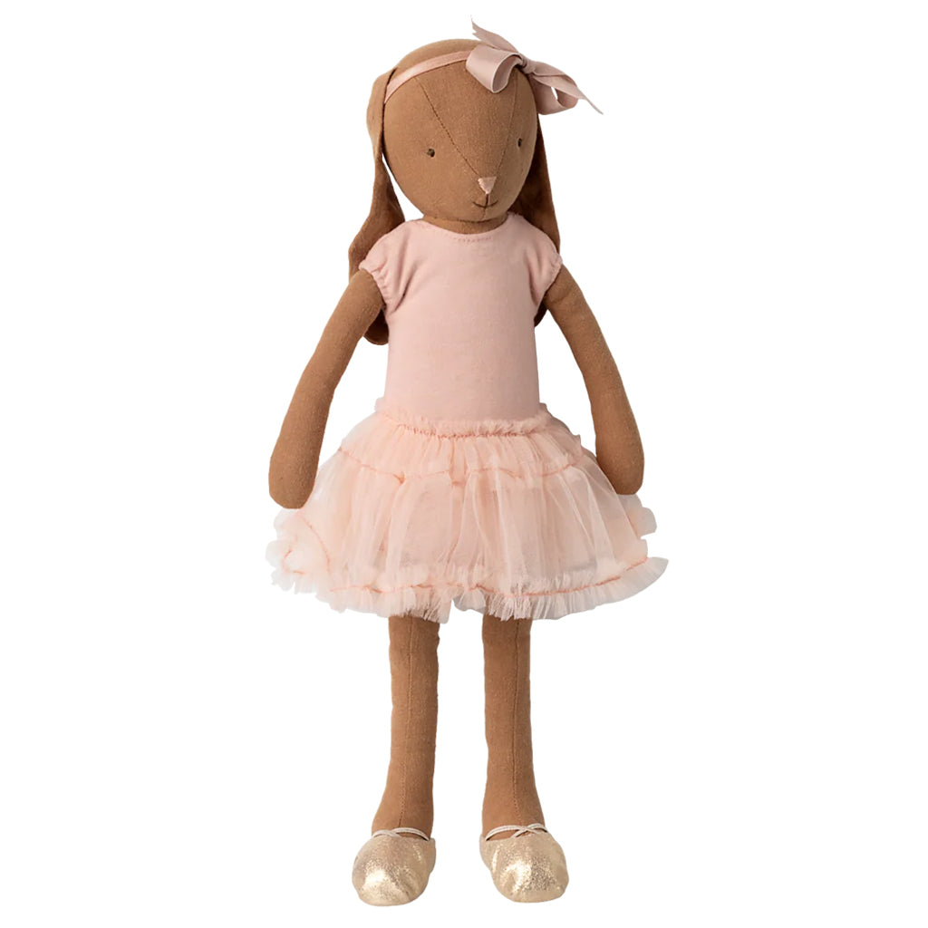 Maileg Toys Bunny Size 3 Chocolate Brown In Ballet Skirt Rose Pink