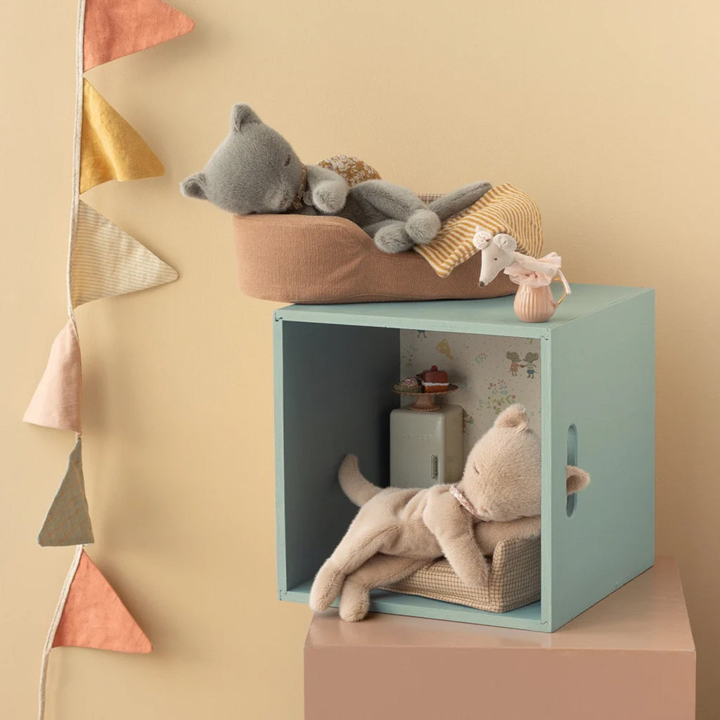 Maileg Toys Small Sleeping Kitten Soft Toy Grey