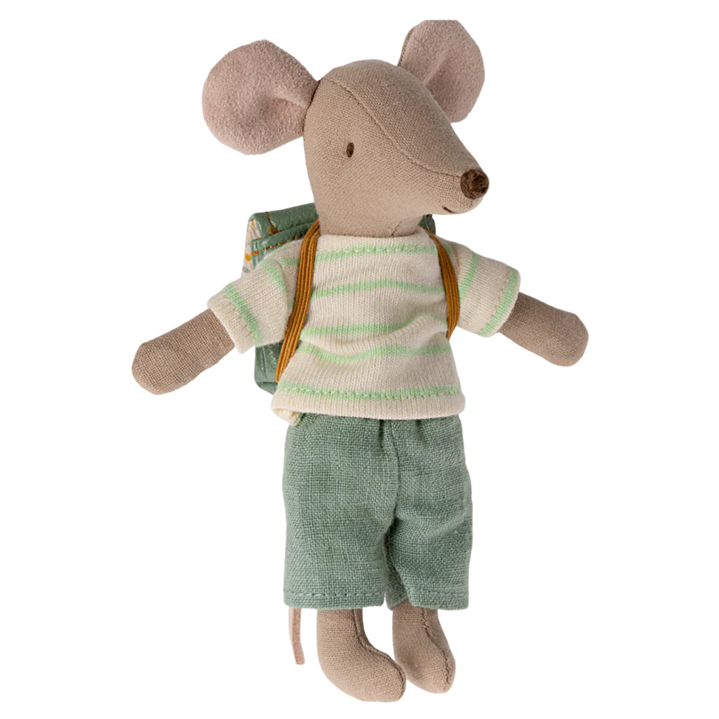 Maileg Toys Mouse Big Brother Tricycle With Bag Mint Blue