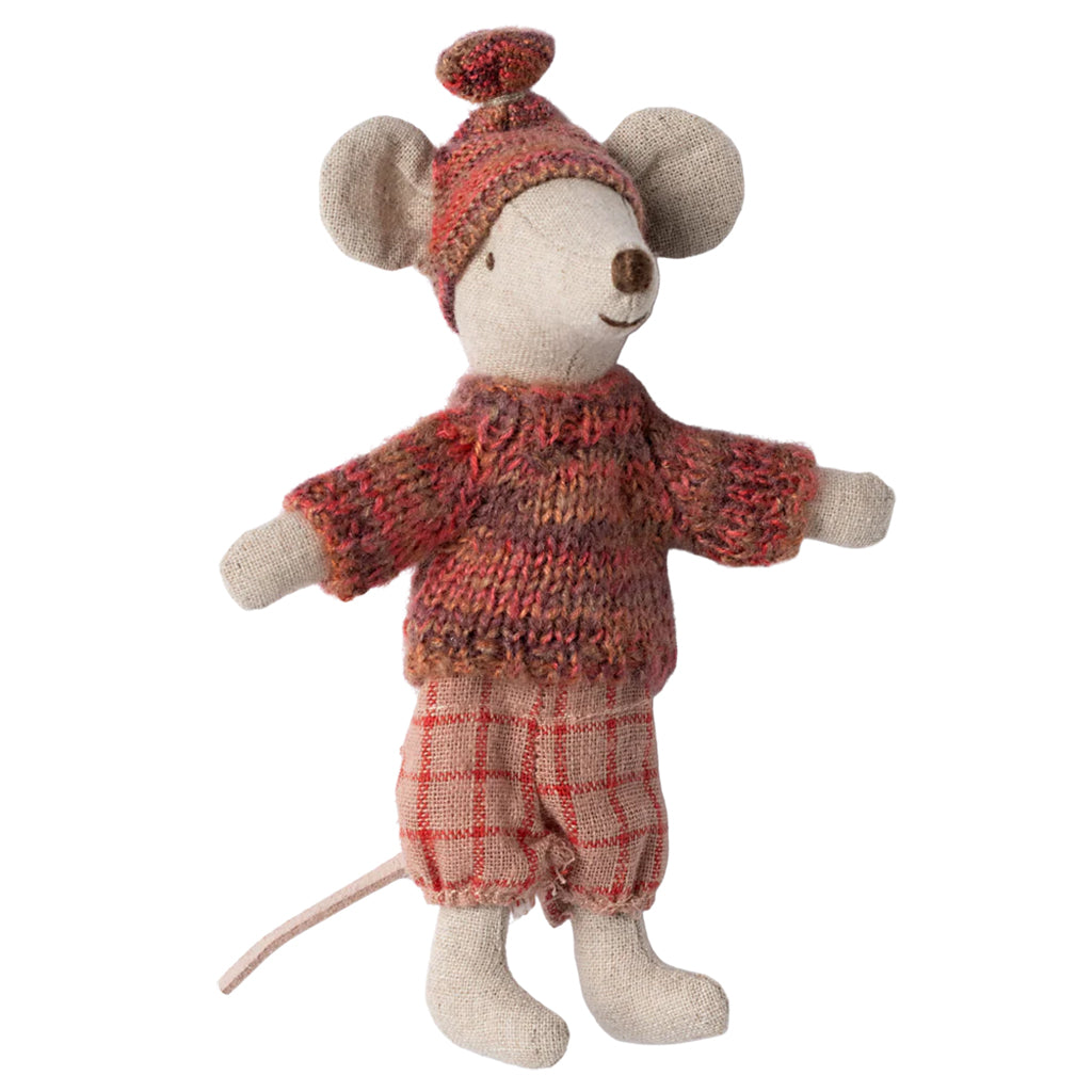 Maileg Toys Mouse Big Sister Winter With Ski Set Rose Pink