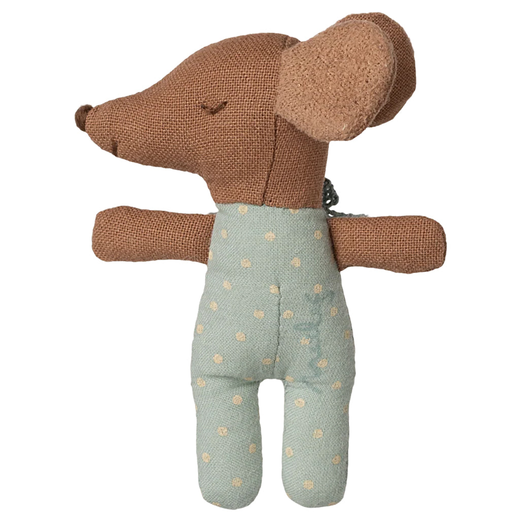 Maileg Toys Mouse Sleepy Wakey Baby In Matchbox Blue