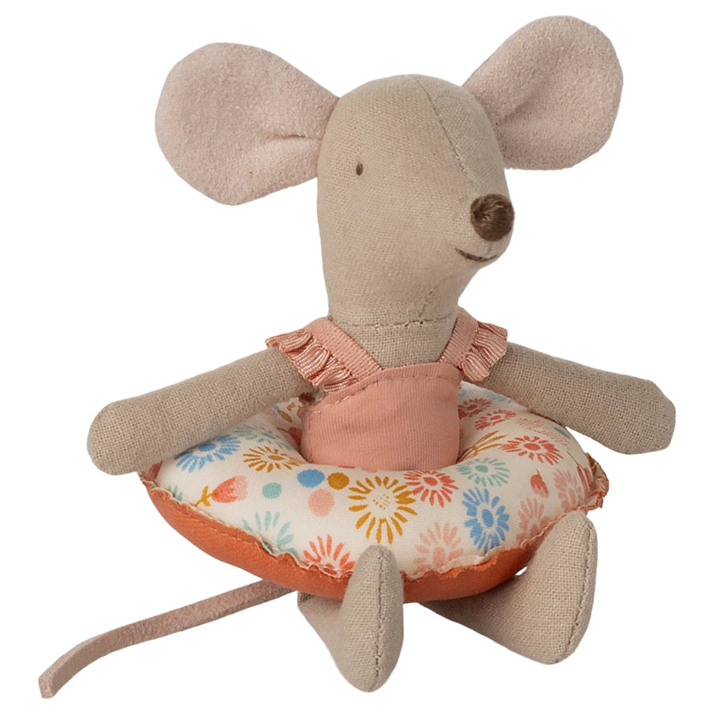 Maileg Toys Mouse Little Sister Beach With Flower Float