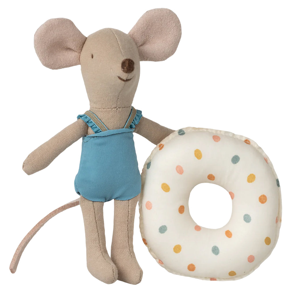 Maileg Toys Mouse Little Sister Beach With Multi Dot Float