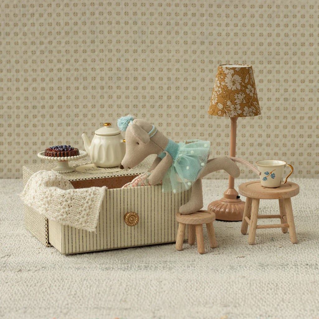 Maileg Toys Mouse Little Sister Dancer In Daybed