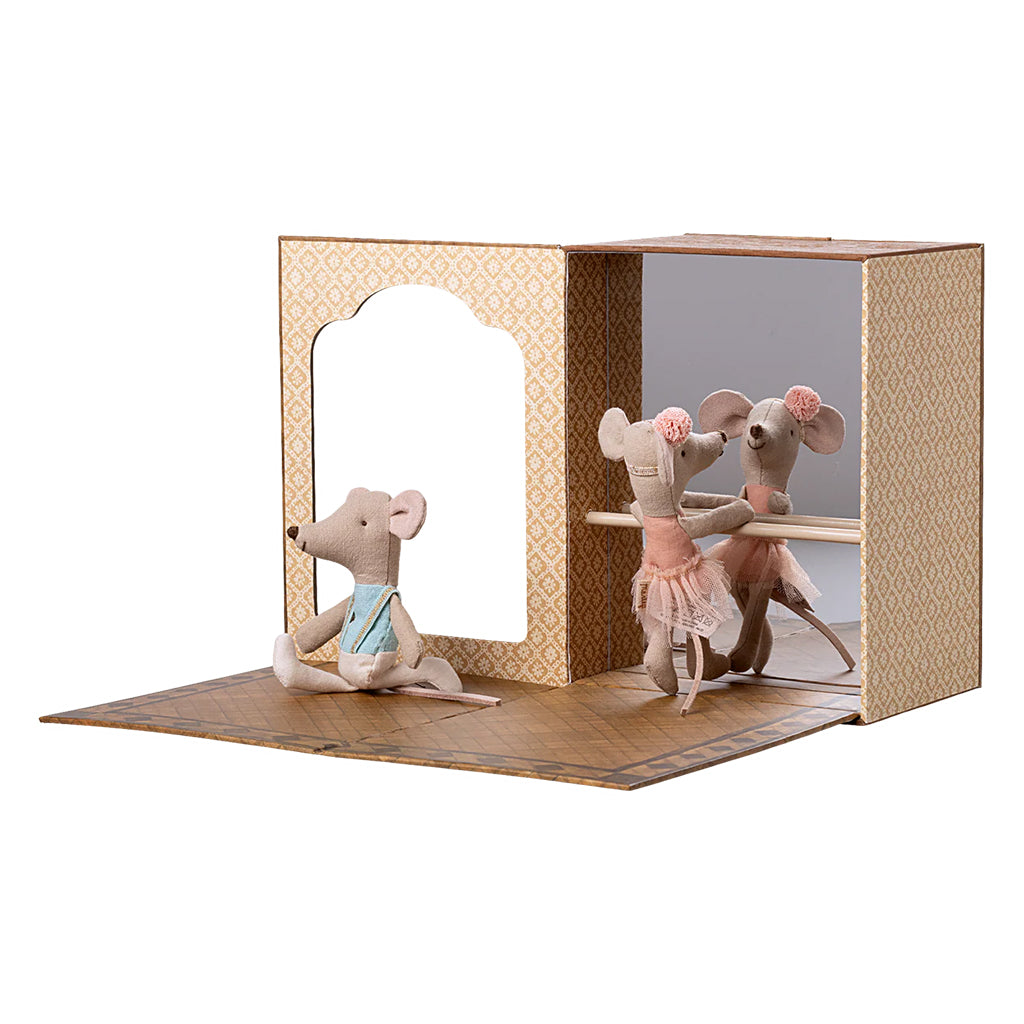 Maileg Toys Mouse Little Sister And Brother Ballet Dance Studio