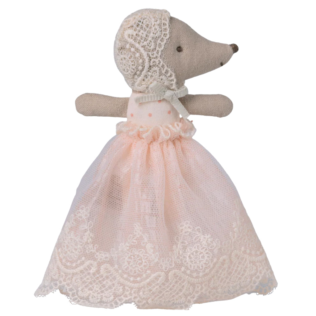 Maileg Toys Baby Mouse In Gown Powder