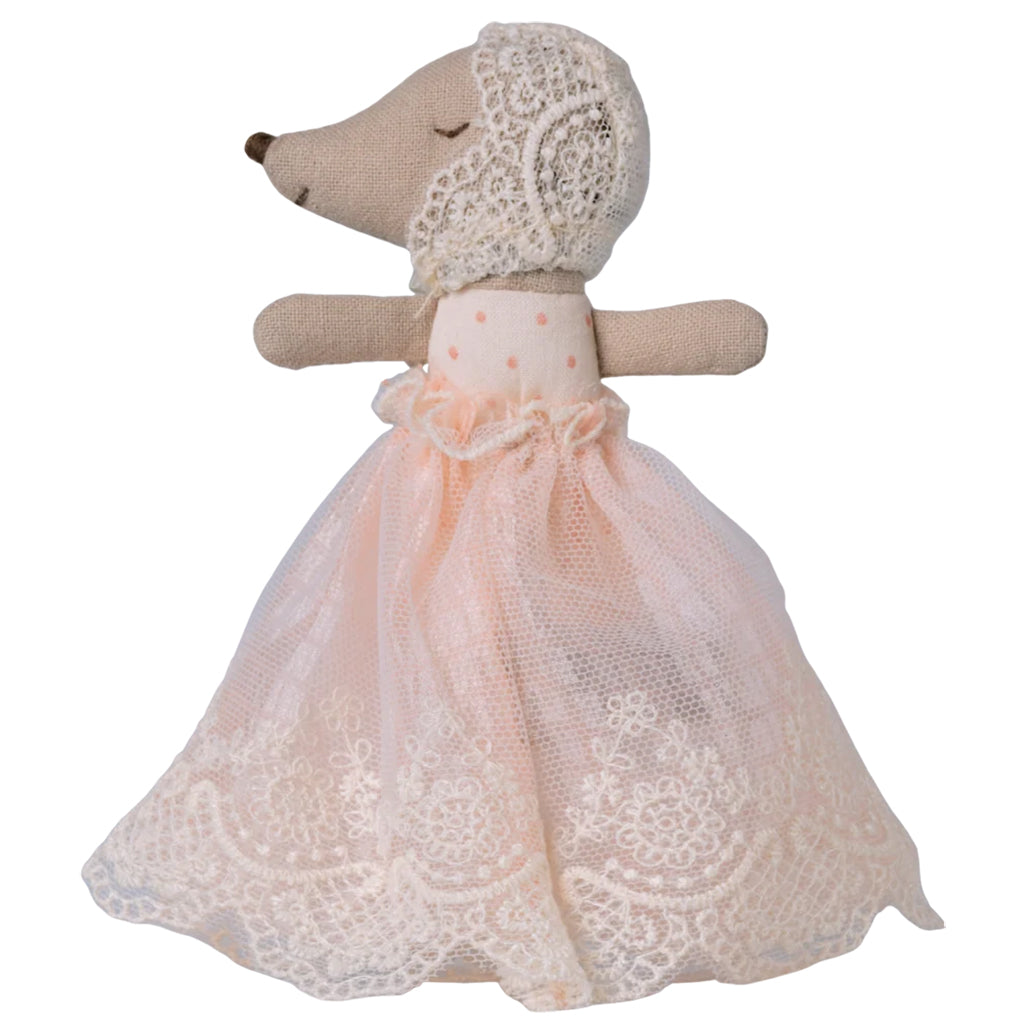 Maileg Toys Baby Mouse In Gown Powder